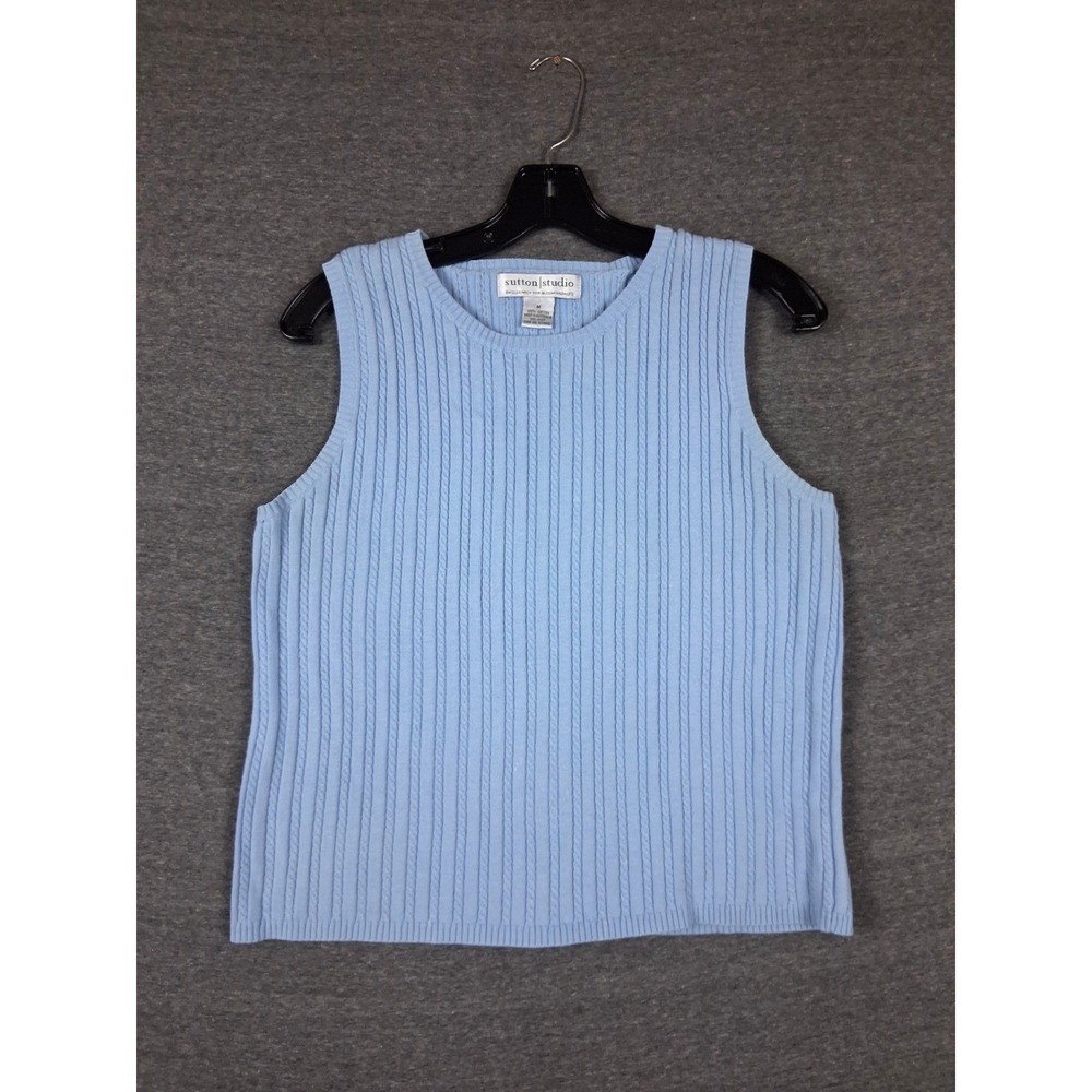 Sutton Womens Sweater M Light Blue Cable Knit Cotton Preppy Light Academia Cozy